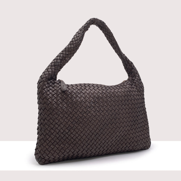 VICTORIA - Borsa a spalla intrecciata in vera pelle lavorazione vintage
