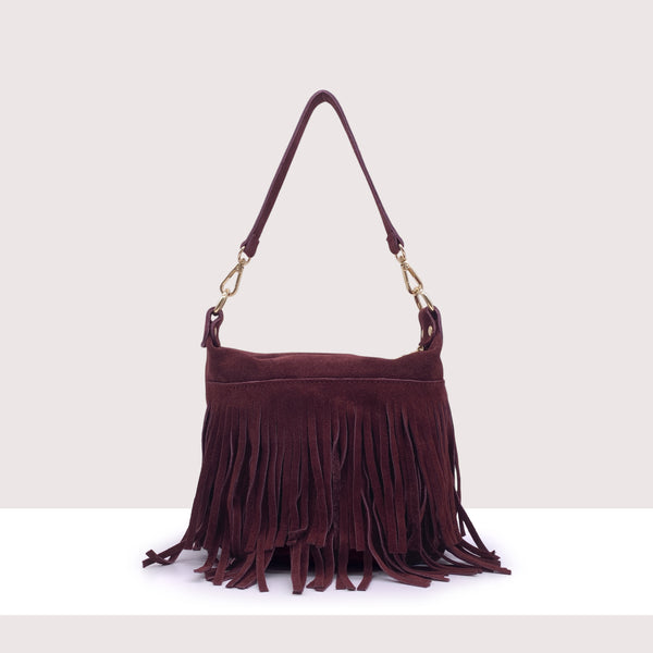 VIENNA - Secchiello in vero camoscio con frange