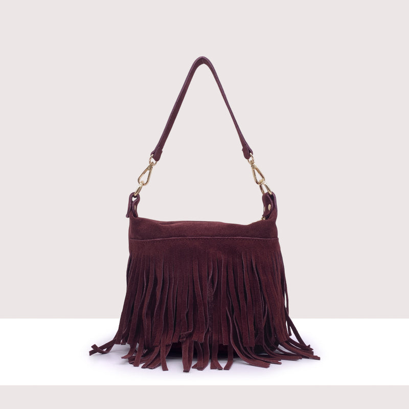 VIENNA - Secchiello in vero camoscio con frange