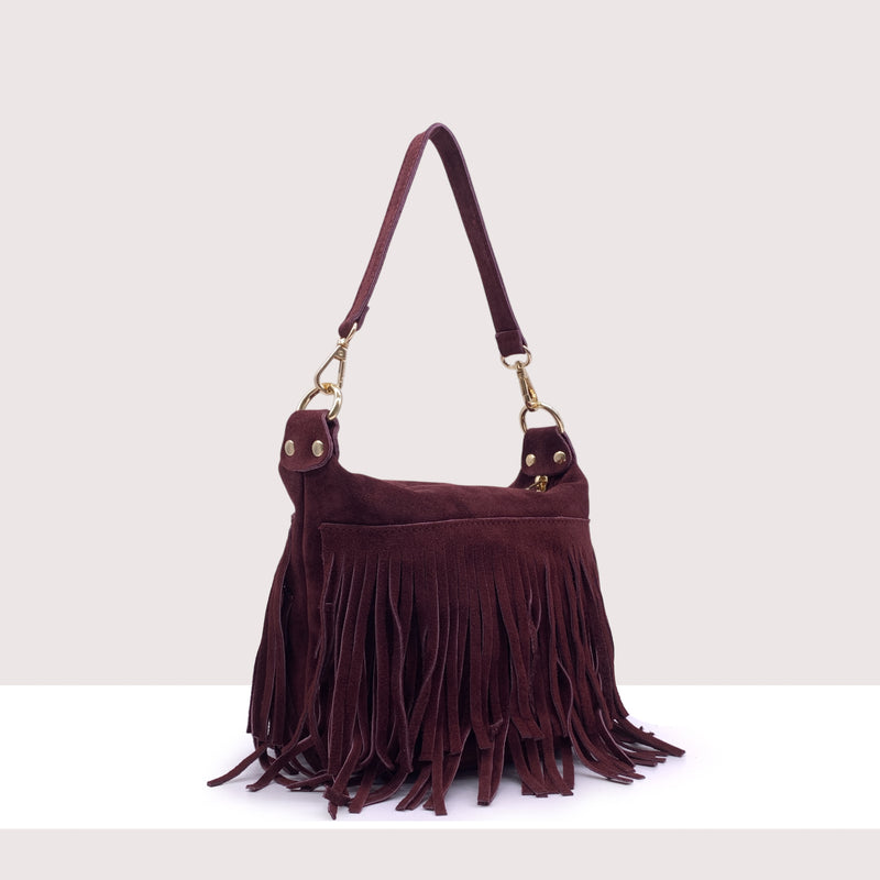 VIENNA - Secchiello in vero camoscio con frange