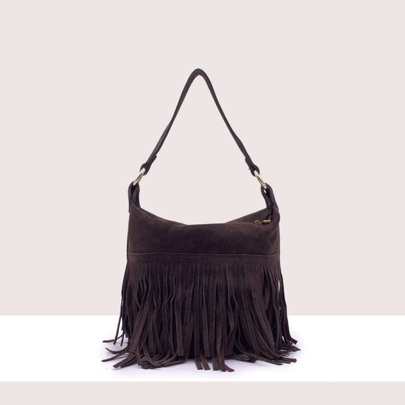 VIENNA - Secchiello in vero camoscio con frange