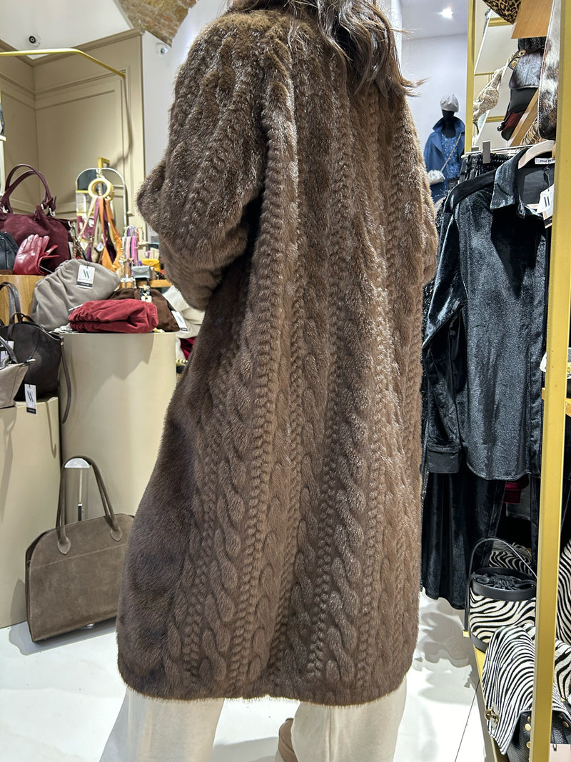 WOLFY - CAPPOTTO CON DETTAGLI TRECCIA IN ECO PELLICCIA