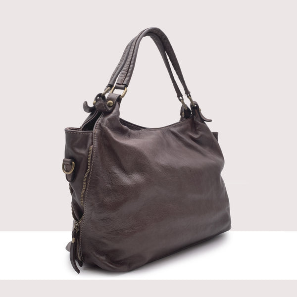 YAREN - Shopping bag in vera pelle lavorazione vintage