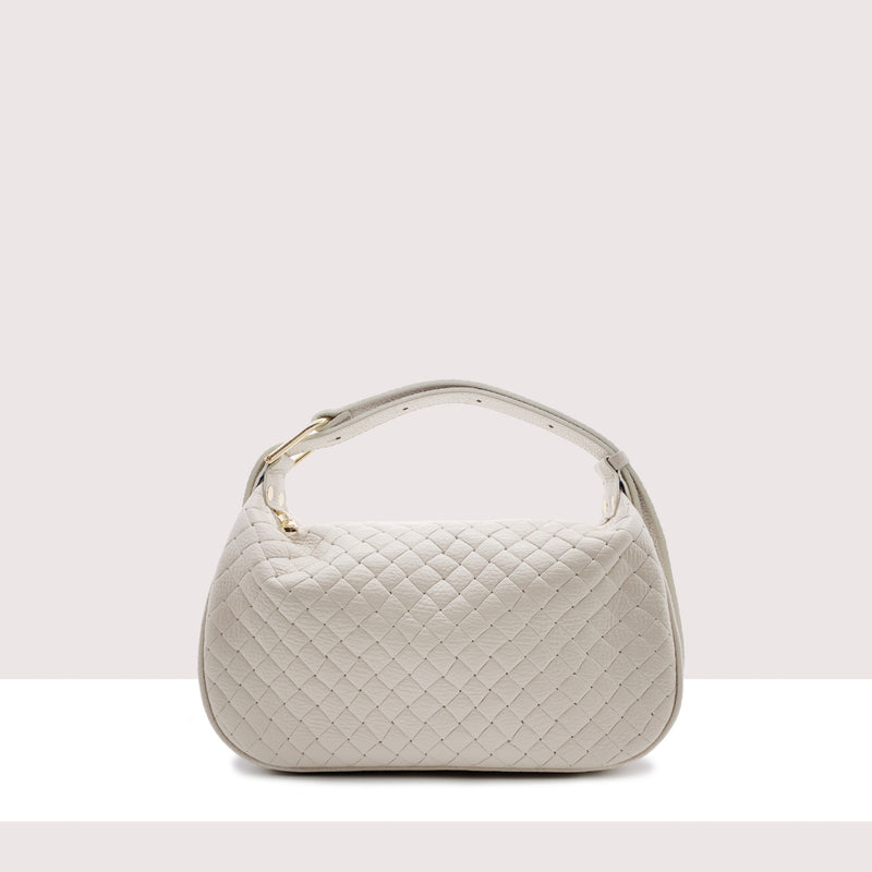 ZAGABRIA - Borsa in vera pelle intrecciata con manico regolabile