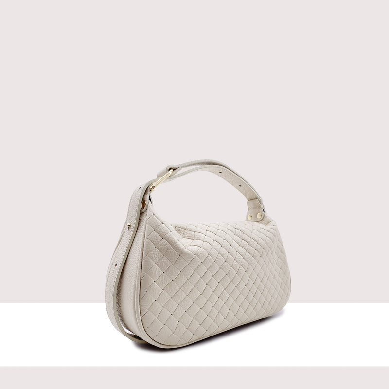 ZAGABRIA - Borsa in vera pelle intrecciata con manico regolabile