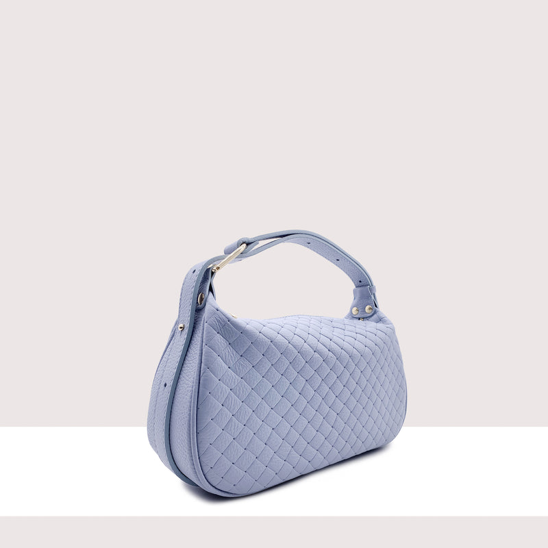ZAGABRIA - Borsa in vera pelle intrecciata con manico regolabile