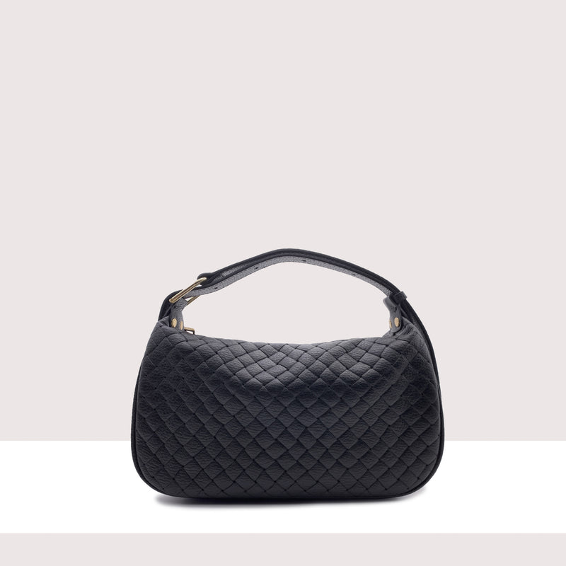ZAGABRIA - Borsa in vera pelle intrecciata con manico regolabile