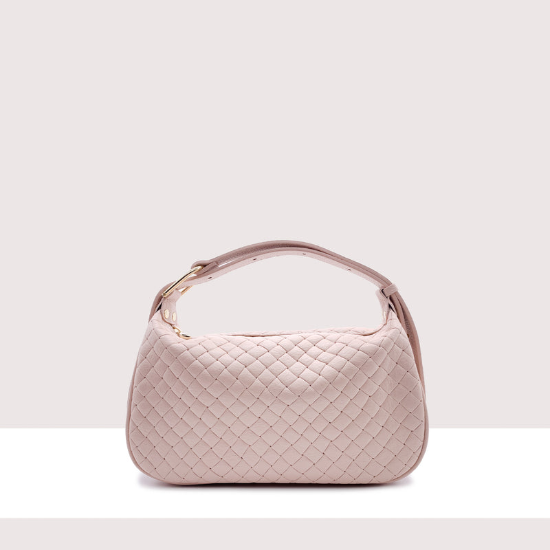 ZAGABRIA - Borsa in vera pelle intrecciata con manico regolabile