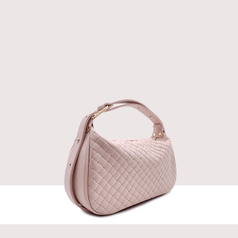 ZAGABRIA - Borsa in vera pelle intrecciata con manico regolabile