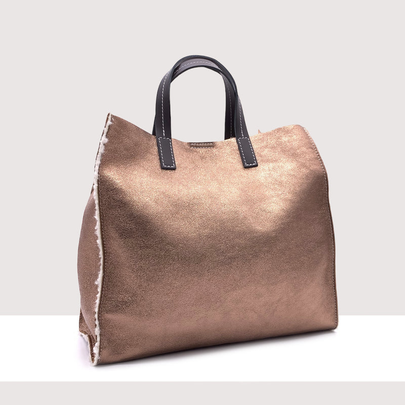 SALISBURGO-Shopping bag in vera pelle laminata
